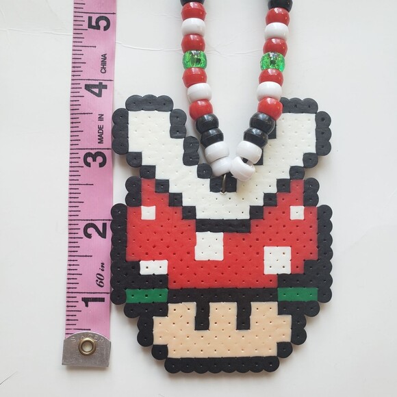 Piranha Plant Mushroom Perler Necklace - Picture 1 of 5